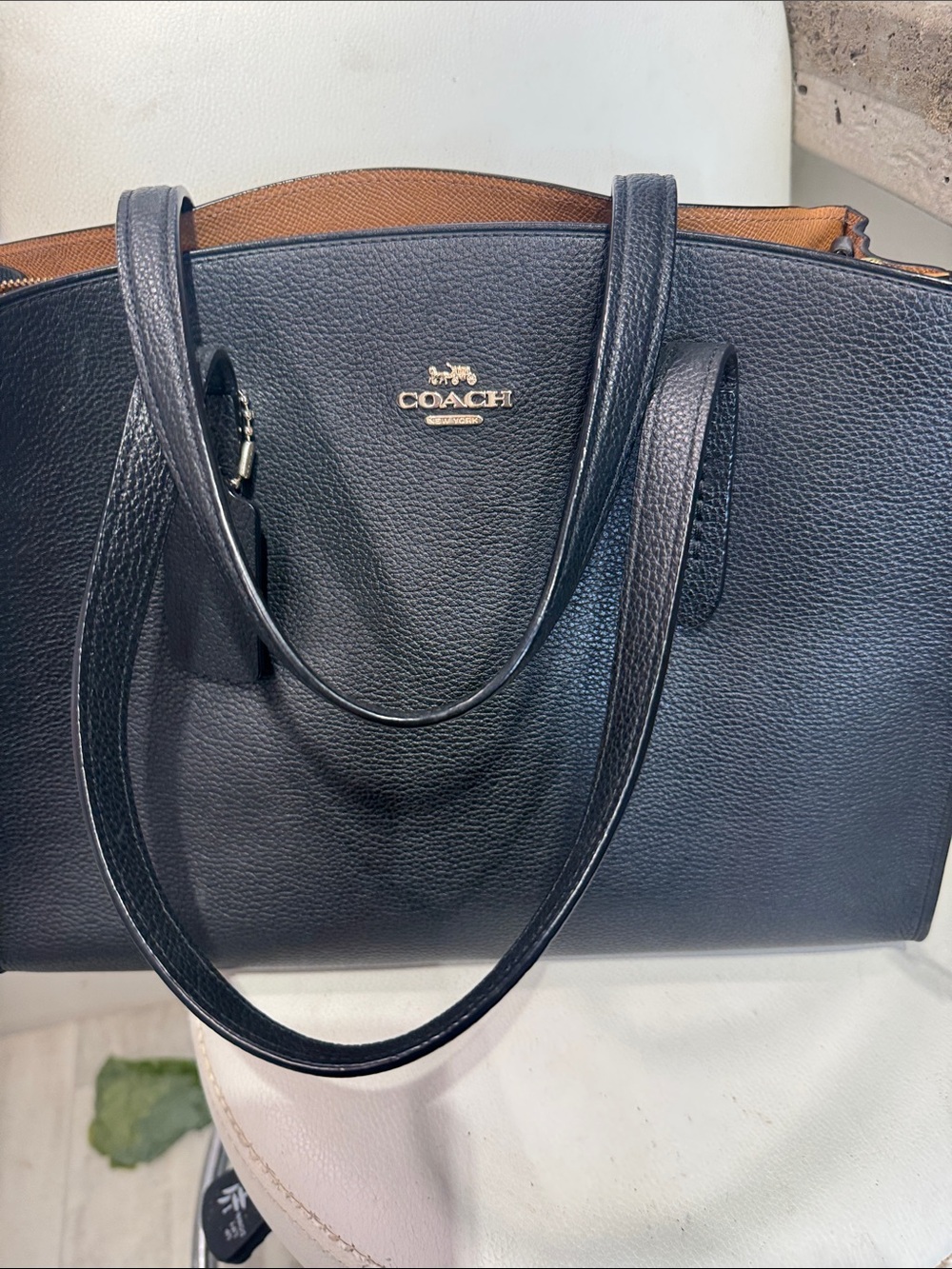 Coach Black Leather Tote Bag